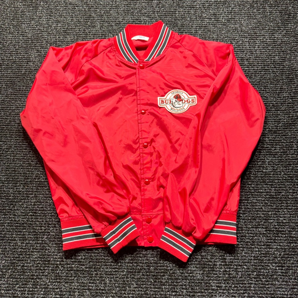 Vintage Chalk Line Georgia Bulldogs Windbreaker Jacket Red Snap Front UGA Mens